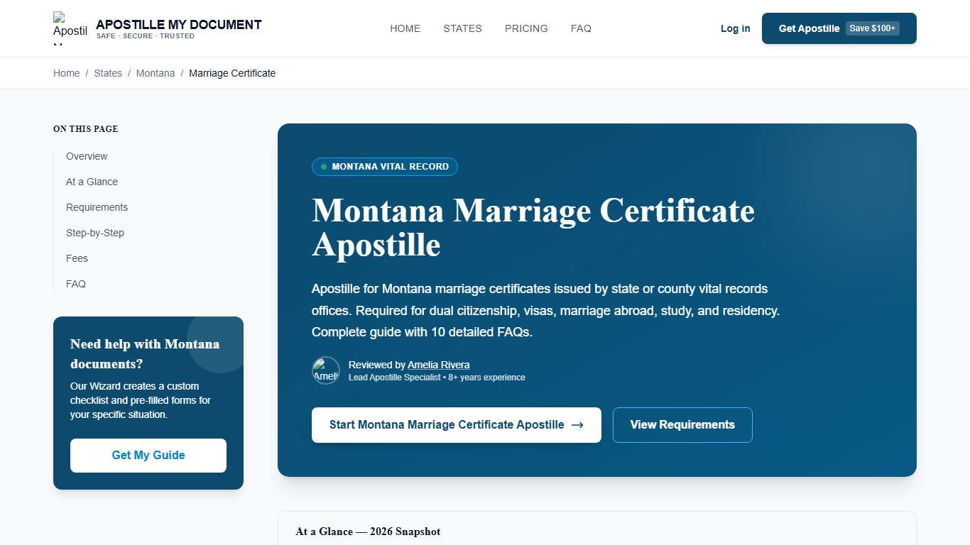 Montana Marriage Certificate Apostille Complete 2026 Guide