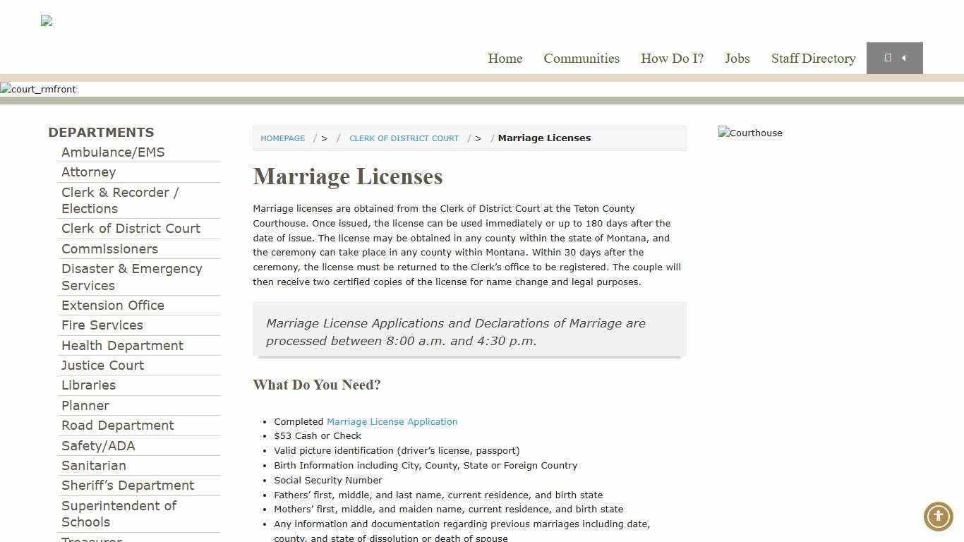 Marriage Licenses Teton County Montana